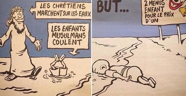 Οργή για τα νέα σκίτσα του Charlie Hebdo για τους μετανάστες (Pics)