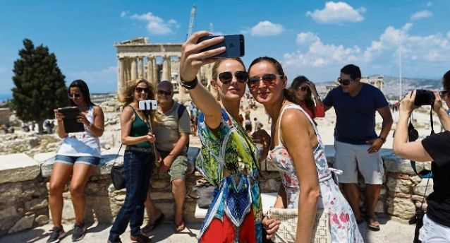 tourists in greece