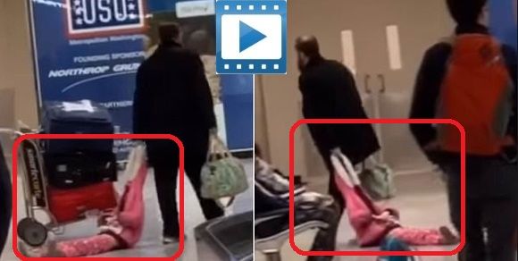 Hilarious moment dad drags his sulking daughter through DC