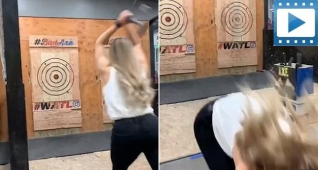 axe thrower returns back to her